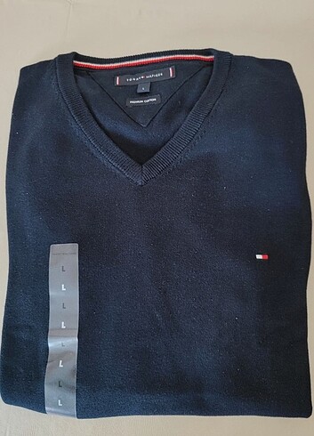 Tommy Hilfiger V Yaka Lacivert Kazak