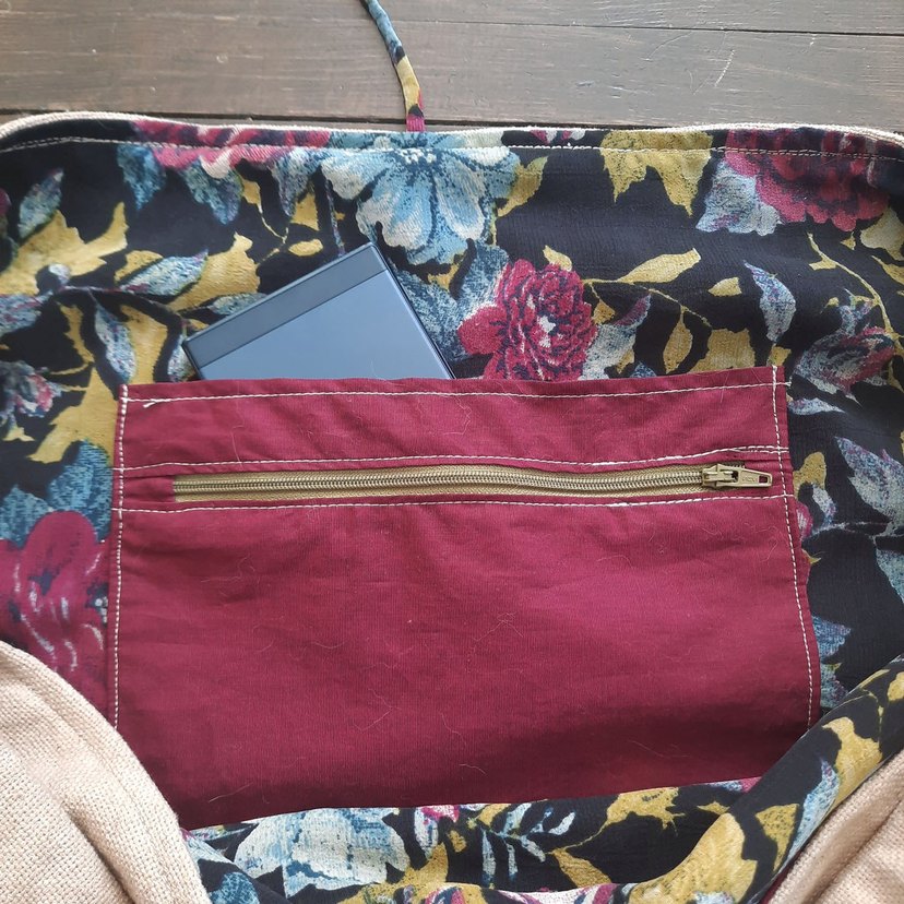 Bej Keten Bohem Kadın Çanta - Görsel 5