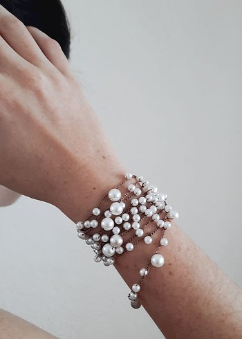 Uzun Beyaz Boncuklu Bohem Kadın Kolye - Görsel 2