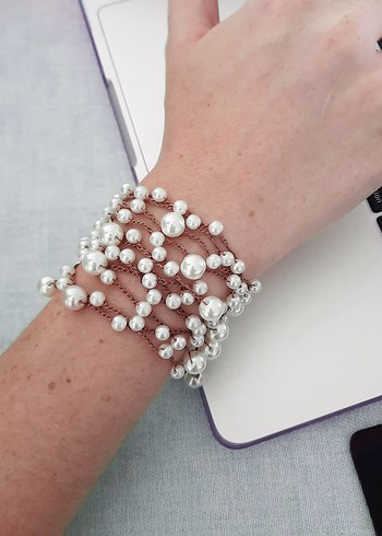 Uzun Beyaz Boncuklu Bohem Kadın Kolye - Görsel 6