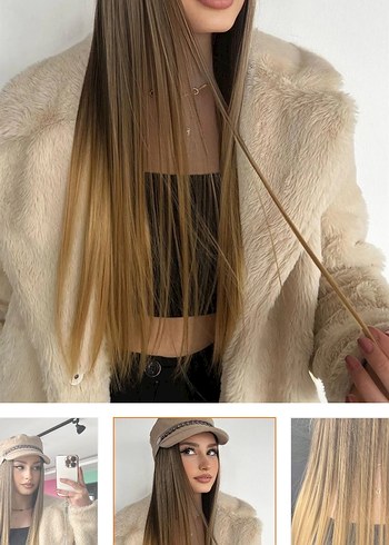 Kahverengi Sarı Ombreli Isıya Dayanıklı Saç Cit Cit - Görsel 2