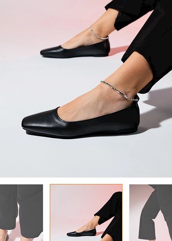 Siyah Deri Tokalı Blok Topuk Kadın Babet - Görsel 4