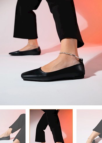 Siyah Deri Tokalı Blok Topuk Kadın Babet - Görsel 3