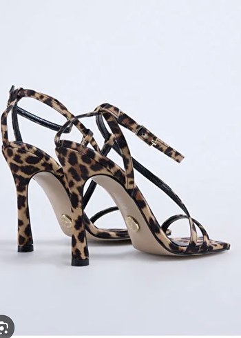 fabrika ince topuk leopar ayakkabı - Görsel 2