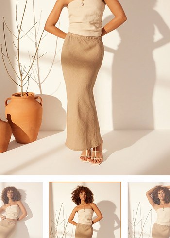 Bej Keten Midi Kadın Pantolon - Görsel 4