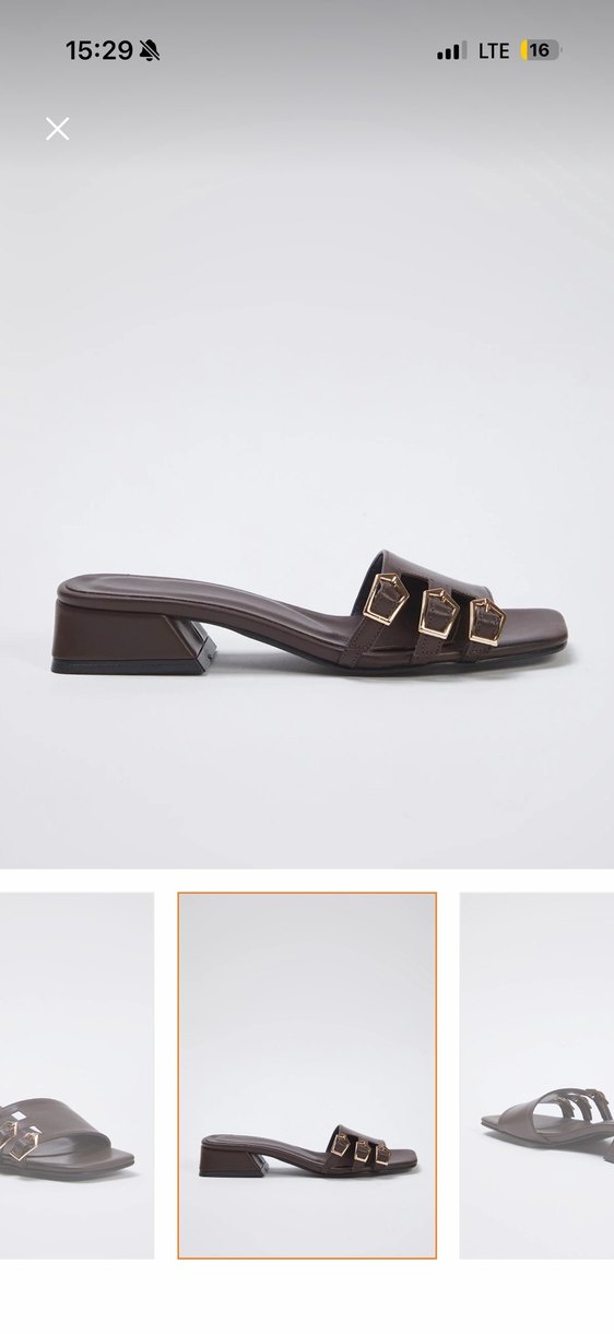 Kahverengi Deri Tokalı Kadın Terlik - Görsel 3