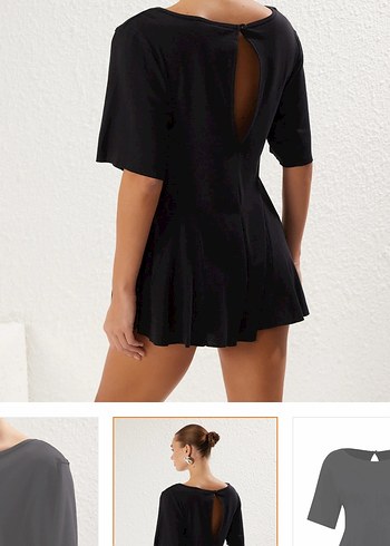 Siyah Mini Kadın tulum - Görsel 3