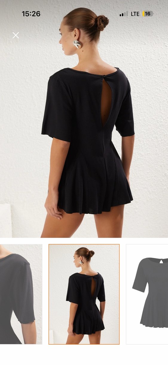 Siyah Mini Kadın tulum - Görsel 3