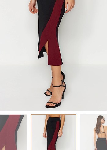 Önü Drapeli Siyah Uzun Etek - Görsel 6