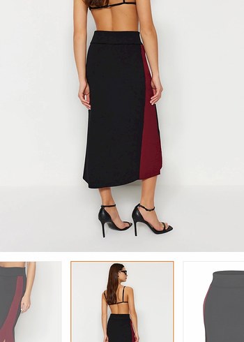 Önü Drapeli Siyah Uzun Etek - Görsel 5