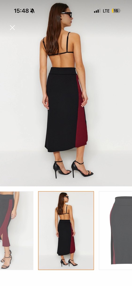 Önü Drapeli Siyah Uzun Etek - Görsel 5