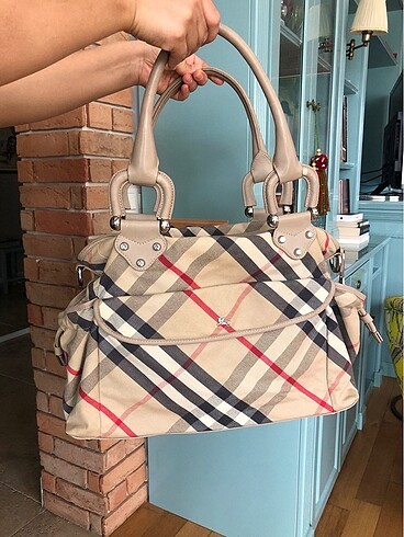 Burberry Orijinal anne ve bebek çantası ( Deri ve kök boya kanv