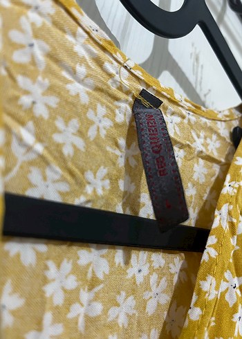 Sarı V Yaka Fırfırlı Bohem Midi Elbise - Görsel 4