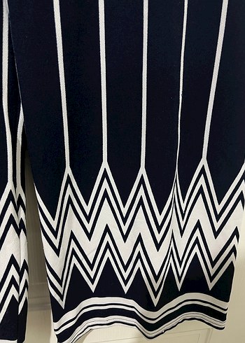 Kadın Lacivert Çizgili Pilili Kumaş Pantolon - Görsel 2