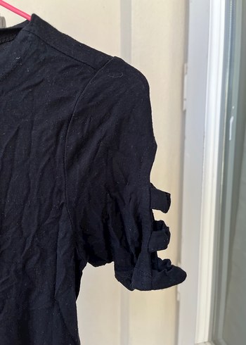 Kısa Kollu Siyah Kadın Tişört - Görsel 2