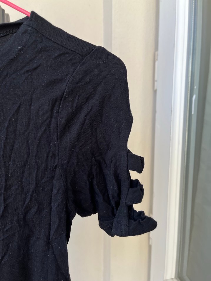 Kısa Kollu Siyah Kadın Tişört - Görsel 2