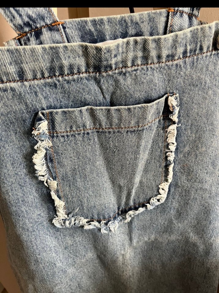 Kadın Mavi Denim Askılı Midi Salopet - Görsel 2