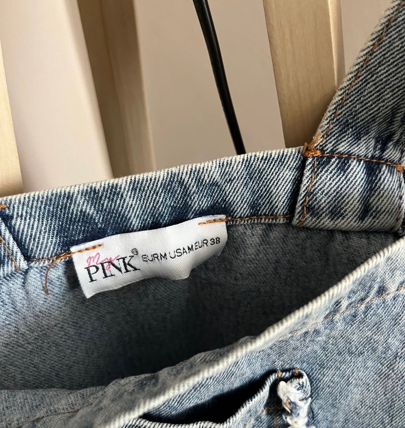 Kadın Mavi Denim Askılı Midi Salopet - Görsel 4