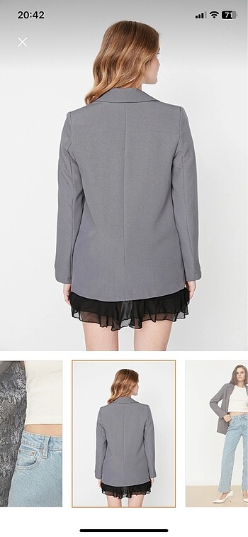 l Beden gri Renk Blazer ceket