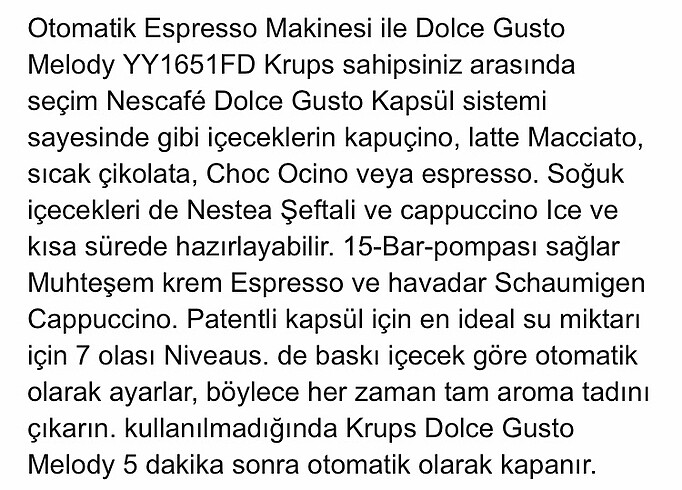  Beden KRUPS Nescafe Dolce Gusto Melody Espresso Makinesi Kapsüllü