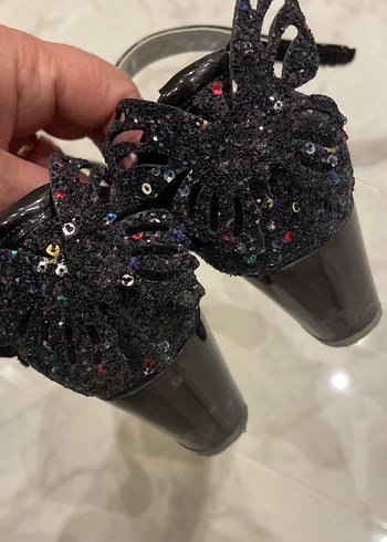 Kız Çocuk Siyah Simli Gotik Babet - Görsel 2