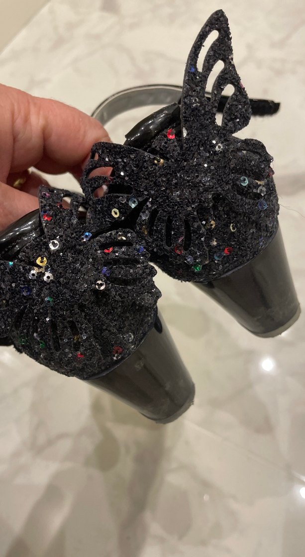 Kız Çocuk Siyah Simli Gotik Babet - Görsel 2