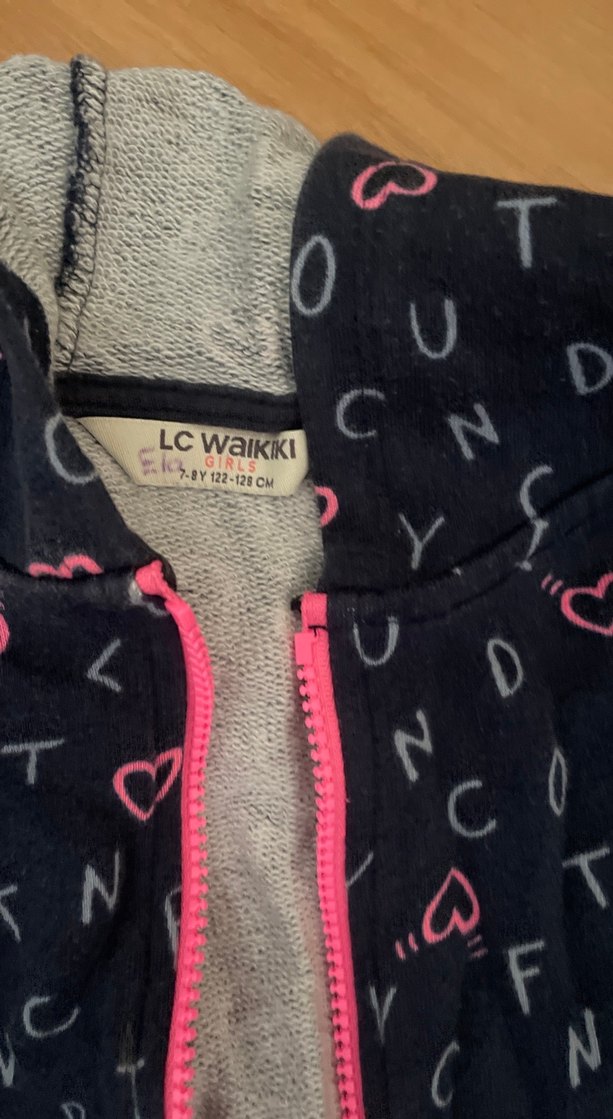 Kız Çocuk Baskılı Kapüşonlu Fermuarlı Sweatshirt - Görsel 3