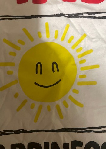 Beyaz Baskılı Kız Tişörtü, Kısa Kollu, Salaş - Görsel 4