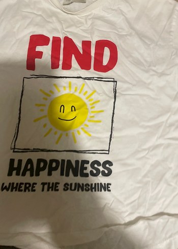 Beyaz Baskılı Kız Tişörtü, Kısa Kollu, Salaş - Görsel 2