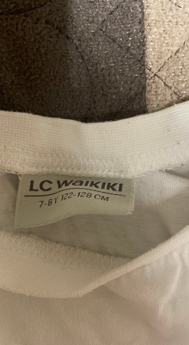 Beyaz Baskılı Kız Tişörtü, Kısa Kollu, Salaş - Görsel 3