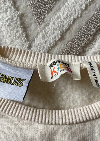 Beyaz Pamuklu Kız Sweatshirt - Baskılı - Görsel 2