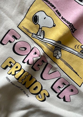 Beyaz Pamuklu Kız Sweatshirt - Baskılı - Görsel 5