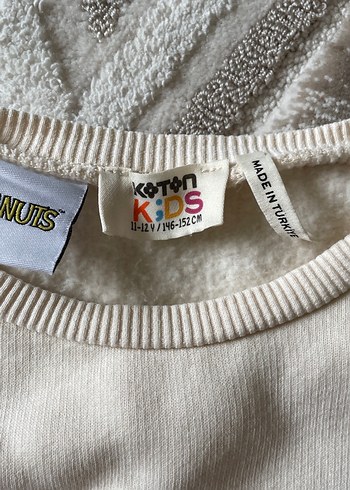 Beyaz Pamuklu Kız Sweatshirt - Baskılı - Görsel 3