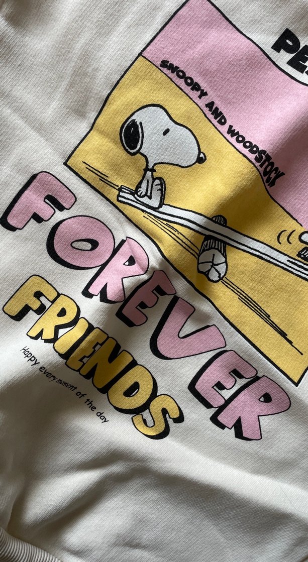 Beyaz Pamuklu Kız Sweatshirt - Baskılı - Görsel 5