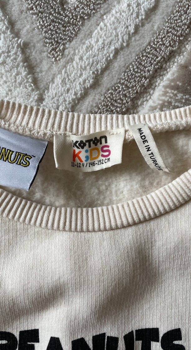 Beyaz Pamuklu Kız Sweatshirt - Baskılı - Görsel 3