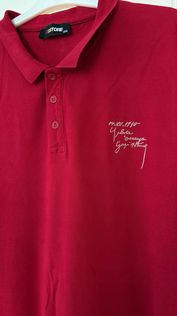 Bordo Düğmeli Erkek Polo Tişört Atatürk İmzalı - Görsel 3