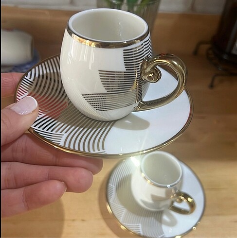 Paçi marka 2 Li gold detaylı kahve fincanı