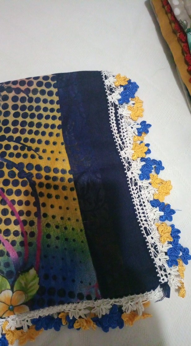 Renkli Dantel Detaylı Bohem Kadın eşarbı - Görsel 3