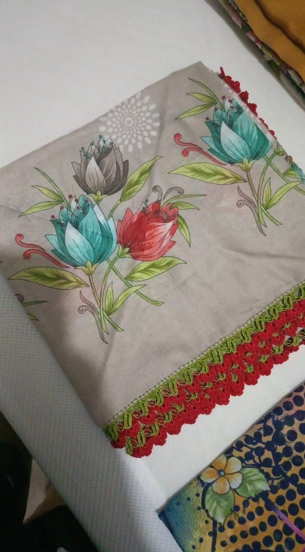 Bohem Çiçek Desenli Dantelli Kadın eşarp - Görsel 2