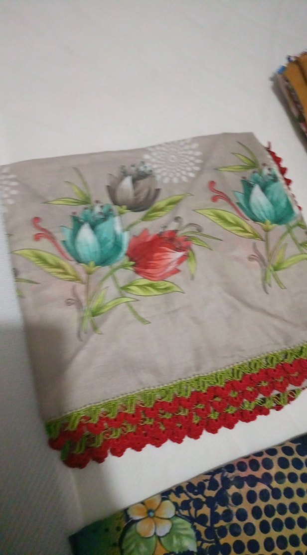 Bohem Çiçek Desenli Dantelli Kadın eşarp - Görsel 3