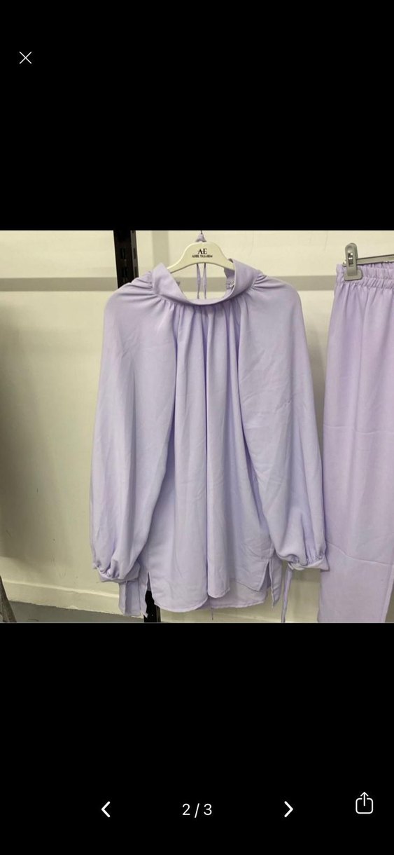 Uzun Kollu Mor Kadın Pijama Takımı - Görsel 2