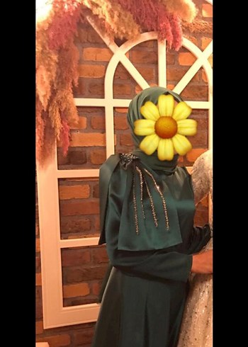 Yeşil Drapeli Uzun Abiye Elbise - Görsel 2