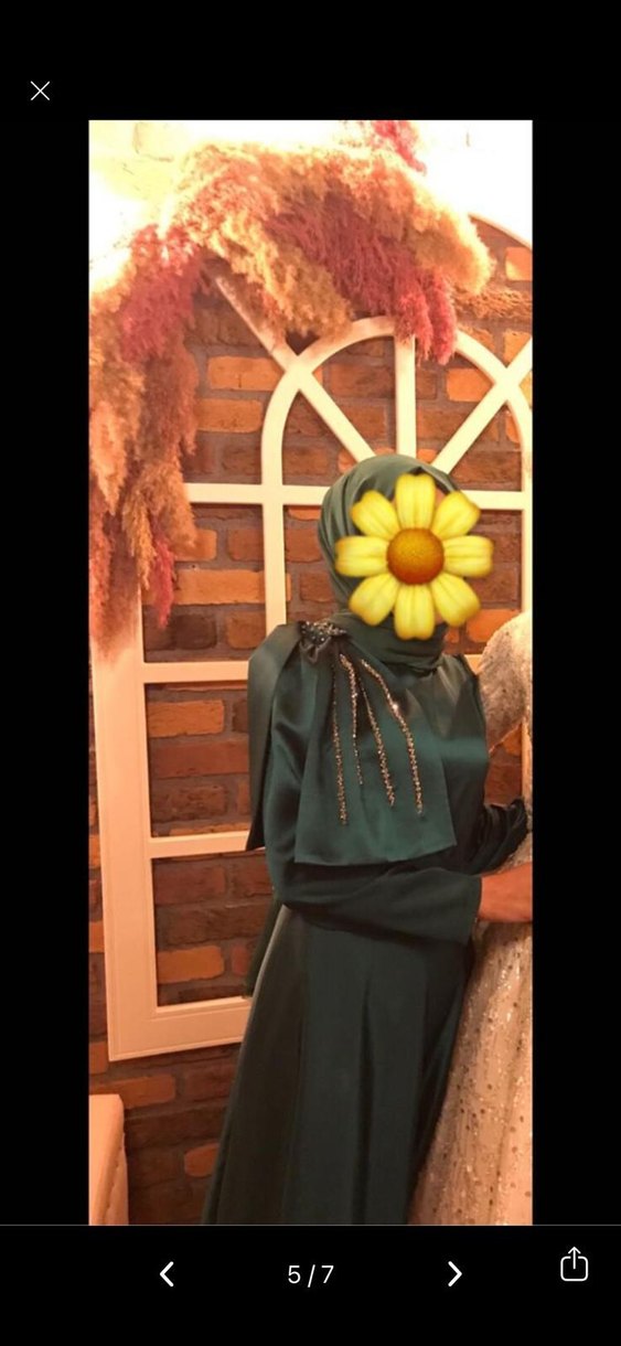 Yeşil Drapeli Uzun Abiye Elbise - Görsel 2