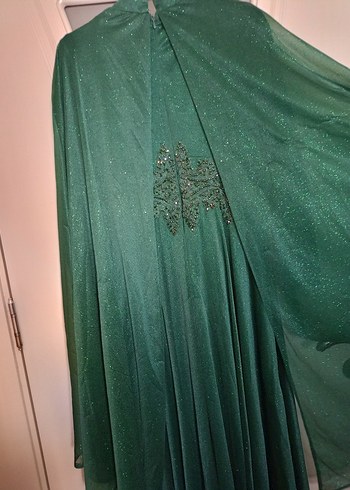 Yeşil Uzun Kollu İşlemeli Abiye Elbise - Görsel 6