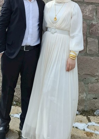 Uzun Drapeli Nikah Elbisesi
