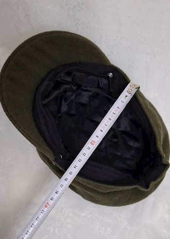 **Düğmeli Yeşil Yün Kumaş Kadın Şapka** - Görsel 5