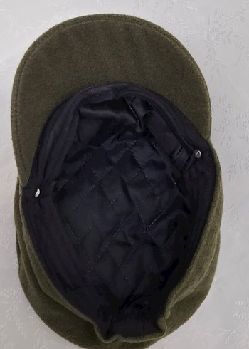 **Düğmeli Yeşil Yün Kumaş Kadın Şapka** - Görsel 4