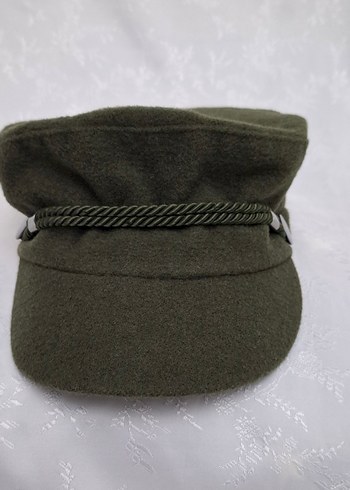 **Düğmeli Yeşil Yün Kumaş Kadın Şapka** - Görsel 2