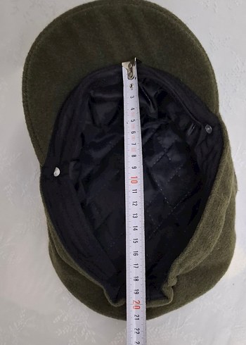 **Düğmeli Yeşil Yün Kumaş Kadın Şapka** - Görsel 6