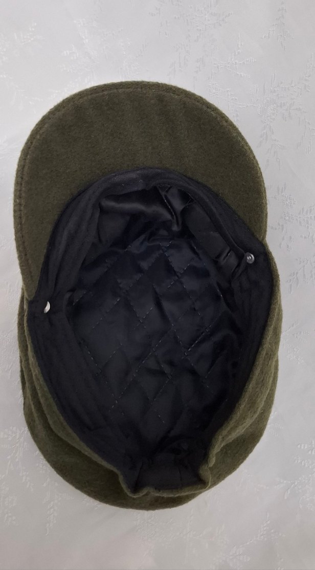 **Düğmeli Yeşil Yün Kumaş Kadın Şapka** - Görsel 4